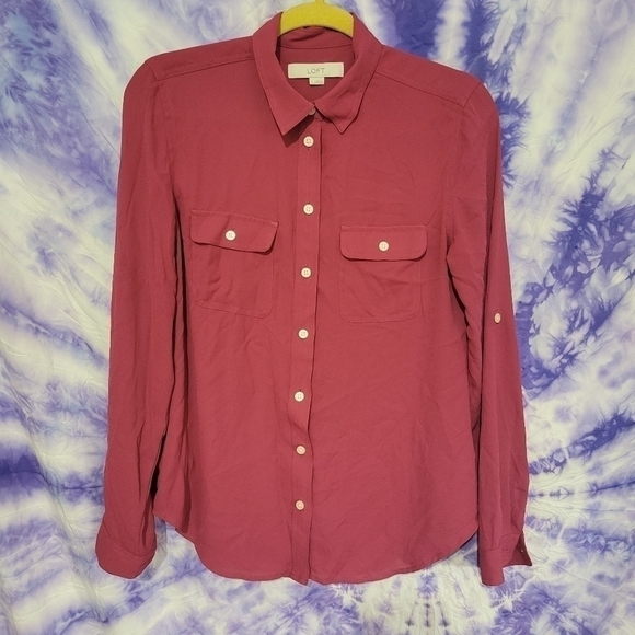 NWOT Women's Maroon Button Up Blouse Long Sleeve Size Small - Picture 1 of 11